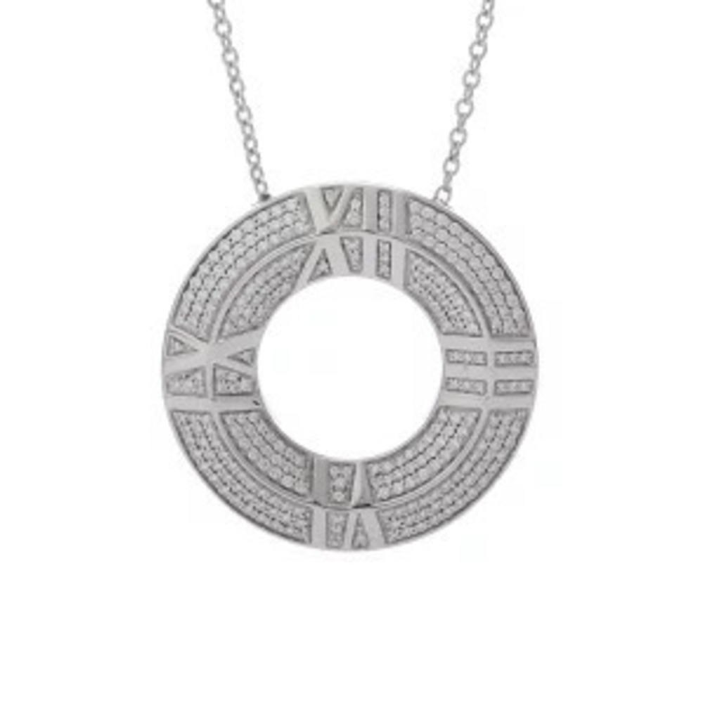 Tiffany Co Atlas Closed Necklace White Gold WG Diamond
